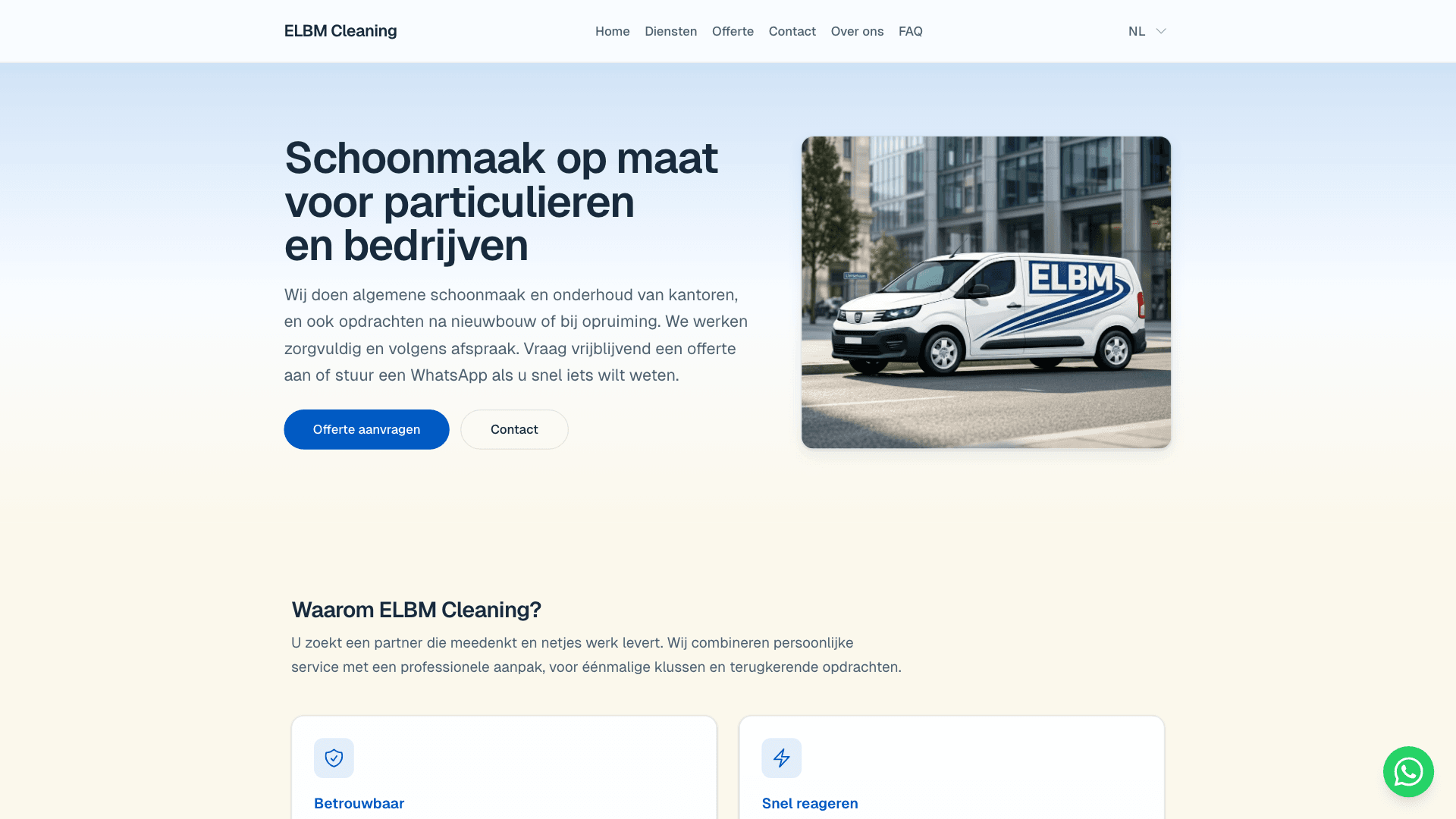 ELBM Cleaning: website preview