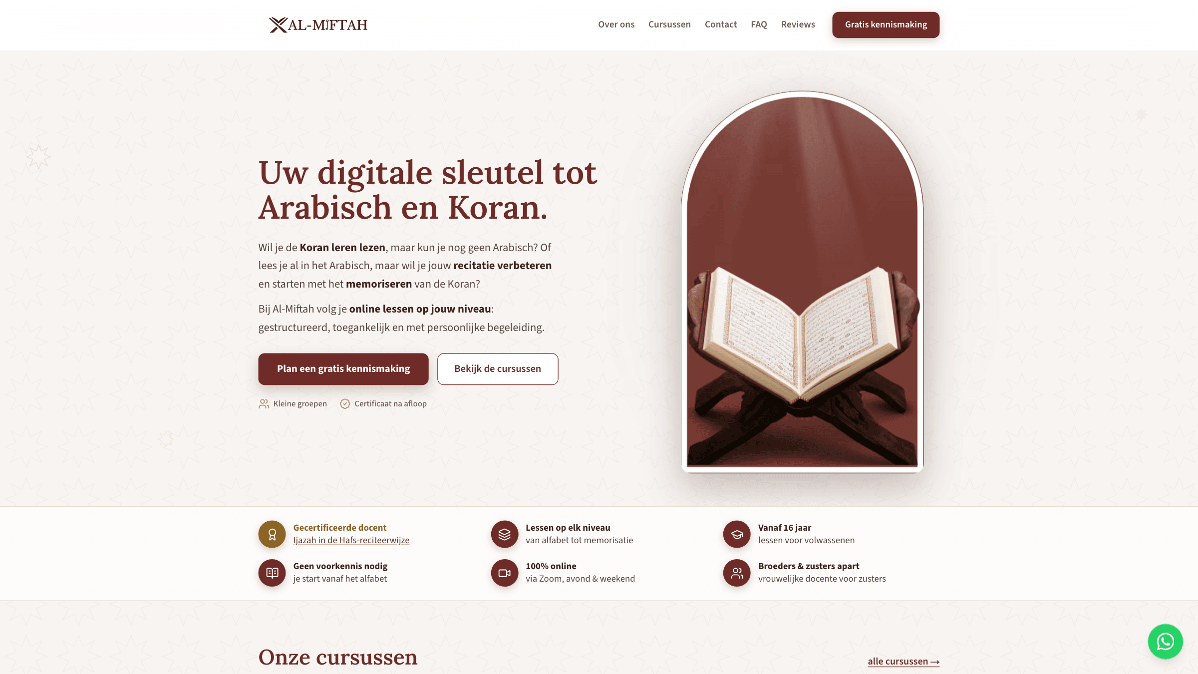 Al-Miftah Instituut: voorbeeld van de website