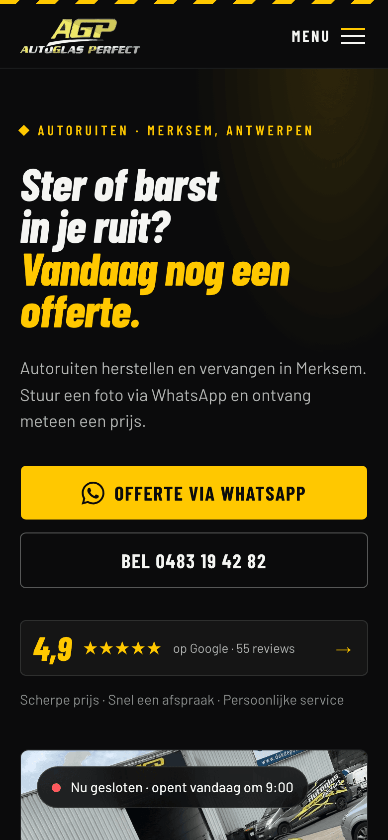 Autoglas Perfect: mobiele weergave