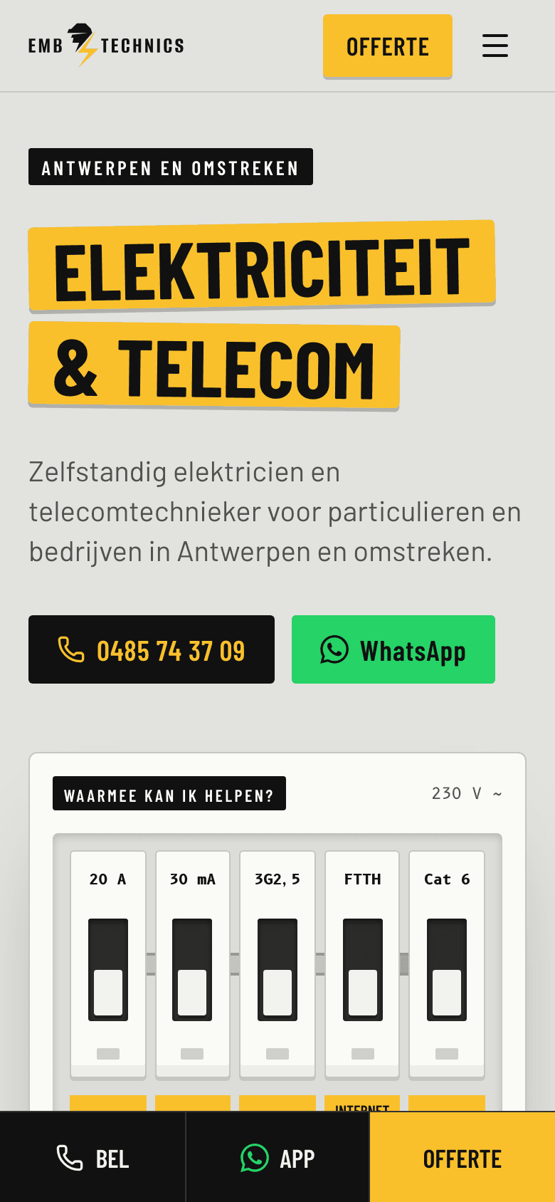 EMB Technics: mobiele weergave