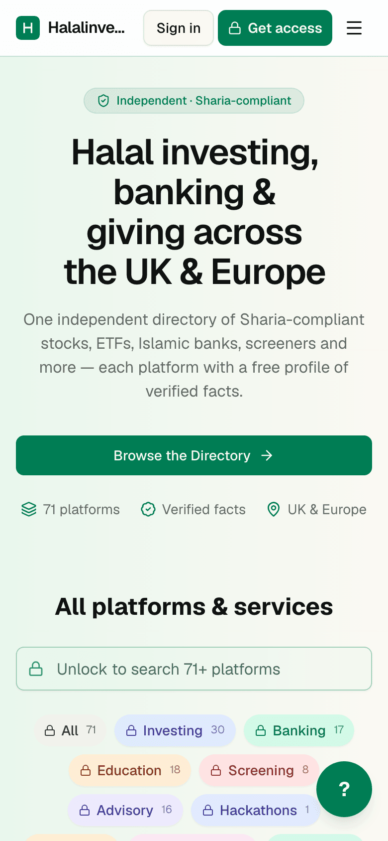 HalalInvesting.eu: mobiele weergave