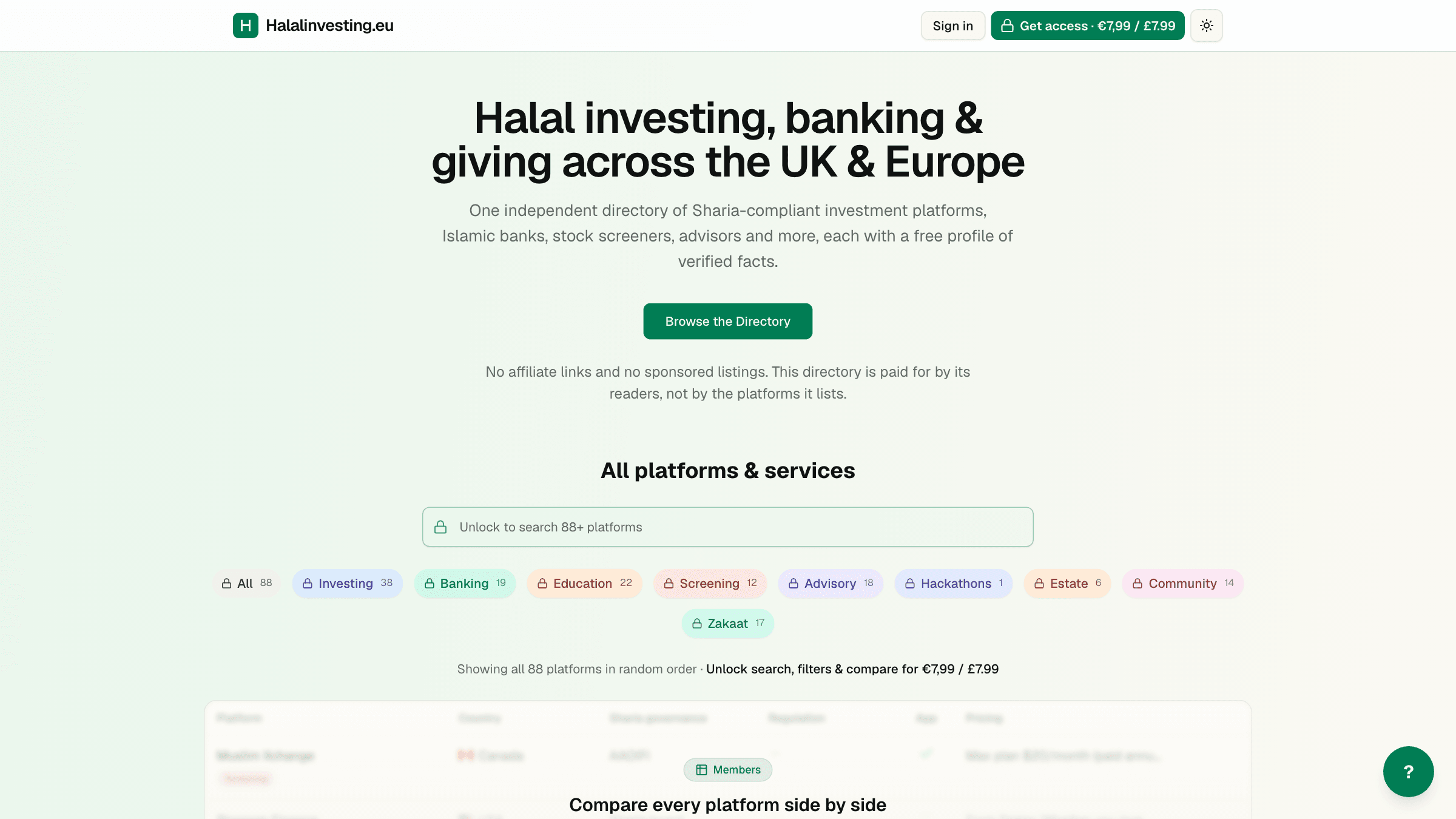 HalalInvesting.eu: website preview