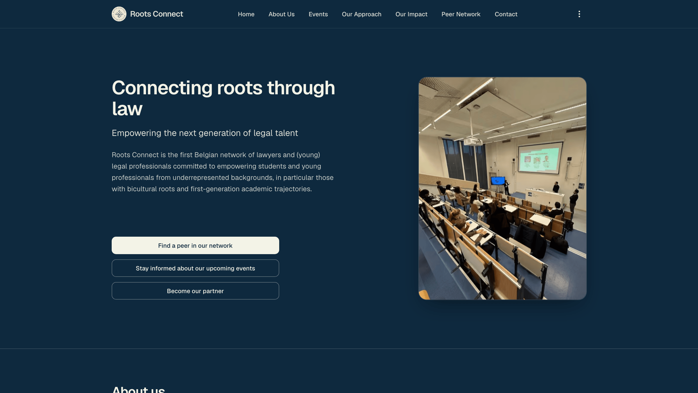 Roots Connect: voorbeeld van de website